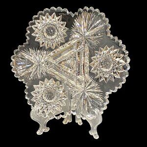 Antique ABP American Brilliant Cut Glass Mayonnaise Plate 6” Dish Serving Piece